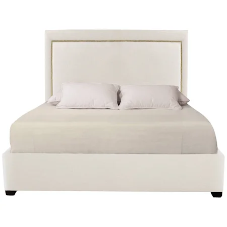 Queen Upholstered Panel Bed with Nailhead Trim